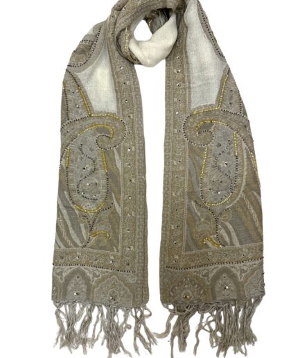 Wool Embroidered Fringes Scarfs